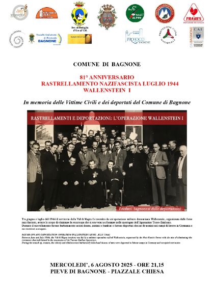 81° ANNIVERSARIO RASTRELLAMENTO NAZIFASCISTA LUGLIO 1944 WALLENSTEIN I